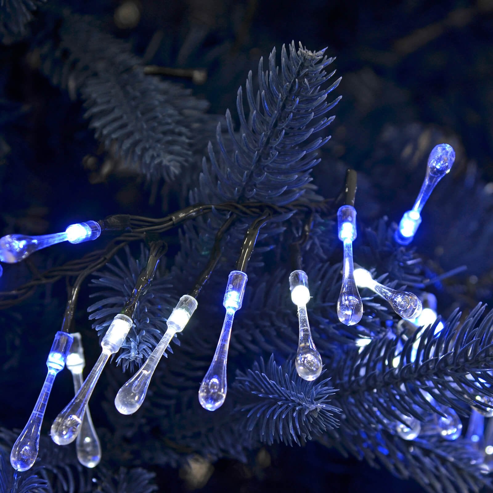 Mr Crimbo LED Icicle Christmas Tree Lights Indoor/Outdoor - MrCrimbo.co.uk -XS4421 - Blue/White -christmas lighting